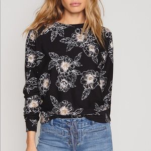 Amuse Society Black Rose Printed Sweatshirt